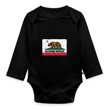 California California Coat of Arms Flag Bear Gift - Organic Longsleeve Baby Bodysuit - black - Front