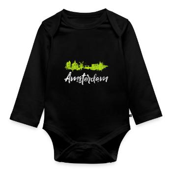 Amsterdam - Organic Longsleeve Baby Bodysuit - black - Front