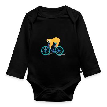 Paresseux Lazy Bike Driving Lazy Sleeping - Body Bébé bio manches longues - noir - Devant
