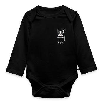 Chemise de poche pour chien Terrier de Boston - Body Bébé bio manches longues - noir - Devant