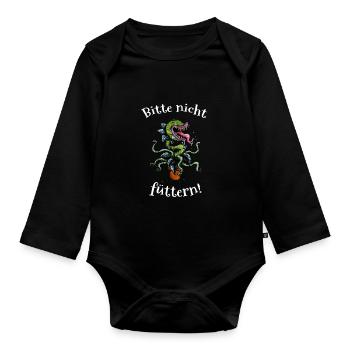 Fleischfressende Pflanze Venusfliegenfalle Cartoon - Baby Bio-Langarm-Body - Schwarz - Vorne
