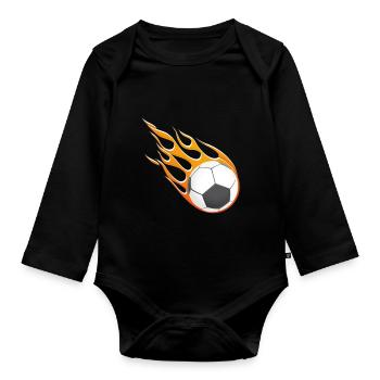 Fire football. - Organic Longsleeve Baby Bodysuit - black - Front