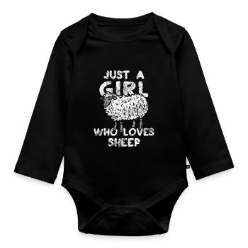 Sheep - Organic Longsleeve Baby Bodysuit - black - Front