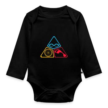 Triathlon symbols - Organic Longsleeve Baby Bodysuit - black - Front