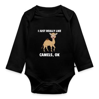 Camel camels love animals lover gift - Organic Longsleeve Baby Bodysuit - black - Front