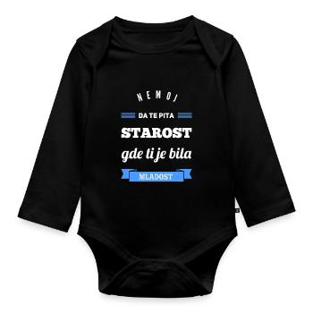 Serbian proverb Serbia funny saying Balkan - Organic Longsleeve Baby Bodysuit - black - Front