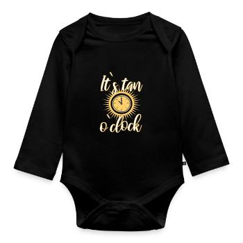 cool summer sun tanning bed gift - Organic Longsleeve Baby Bodysuit - black - Front