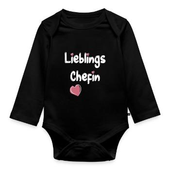 Lieblingschefin Chefin Boss Arbeit Vorgesetzte - Baby Bio-Langarm-Body - Schwarz - Vorne