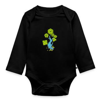 RPG Dice Fantasy tree Baum Pen and Paper - Organic Longsleeve Baby Bodysuit - black - Front