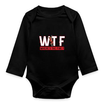 fire Department - Organic Longsleeve Baby Bodysuit - black - Front