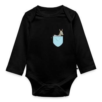 cadeau sympa âne sac âne - Body Bébé bio manches longues - noir - Devant