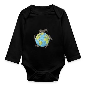 Terre beaucoup de don cool âne - Body Bébé bio manches longues - noir - Devant