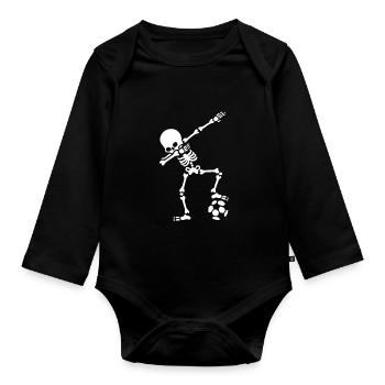 Football Soccer Sports Game - Organic Longsleeve Baby Bodysuit - black - Front