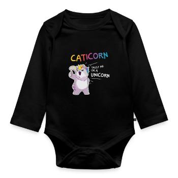 Caticorn Unicorn Cat - Body Bébé bio manches longues - noir - Devant