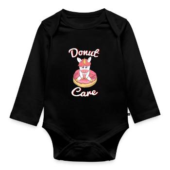 Donut Care Angry Unicorn Sour Unicorn Unicorn Fan - Organic Longsleeve Baby Bodysuit - black - Front