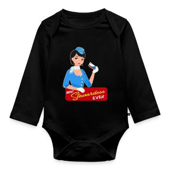 Hôtesse de l'air cadeau - Body Bébé bio manches longues - noir - Devant