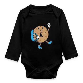 Wanderlust Tee Shirt Hiking nature gift idea - Organic Longsleeve Baby Bodysuit - black - Front