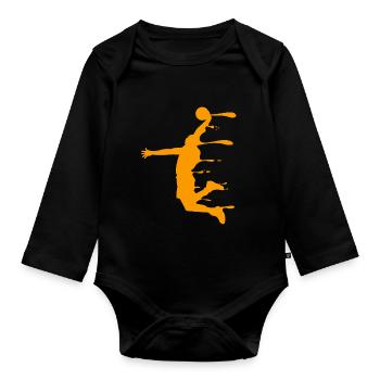 Basket-ball basketball joueur de basket-ball cadeau - Body Bébé bio manches longues - noir - Devant