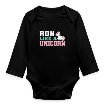 Un cadeau de course jogging coureur jogging licorne - Body Bébé bio manches longues - noir - Devant