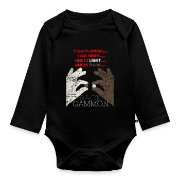 Backgammon jeu de société cadeau - Body Bébé bio manches longues - noir - Devant