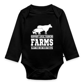 Agriculteur agriculteur - Body Bébé bio manches longues - noir - Devant