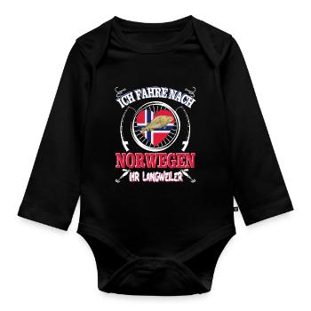 Cooler Spruch "Ich fahre nach Norwegen" Geschenk - Baby Bio-Langarm-Body - Schwarz - Vorne
