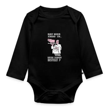 Cadeau bavarois drôle de commande de porc - Body Bébé bio manches longues - noir - Devant