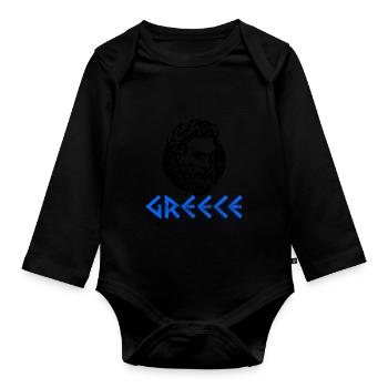 Greece EU Europe Euro Gift - Organic Longsleeve Baby Bodysuit - black - Front