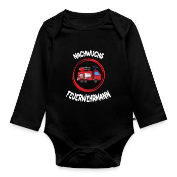 pompier cadeau pompier junior - Body Bébé bio manches longues - noir - Devant