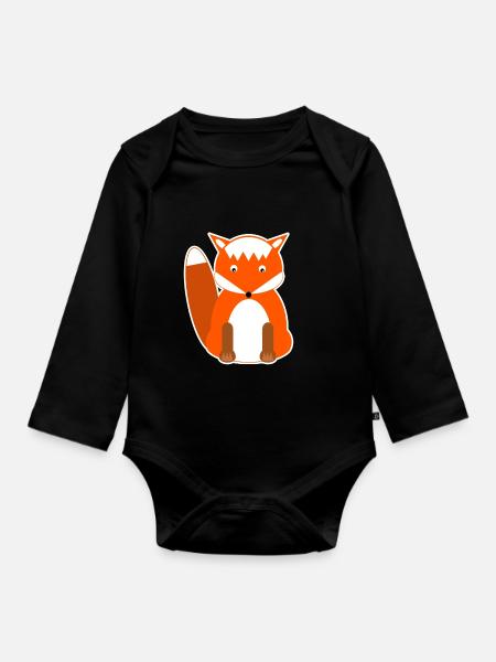 Süßer Fuchs - Kinder Tiere - Baby Bio-Langarm-Body - Schwarz