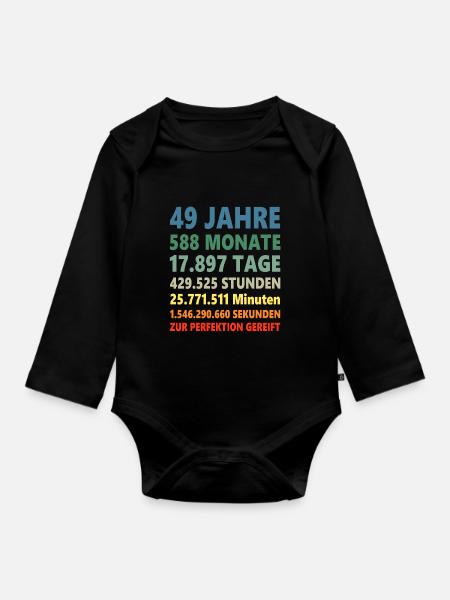 49. Geburtstag 49 Jahre Geschenk - Baby Bio-Langarm-Body - Schwarz