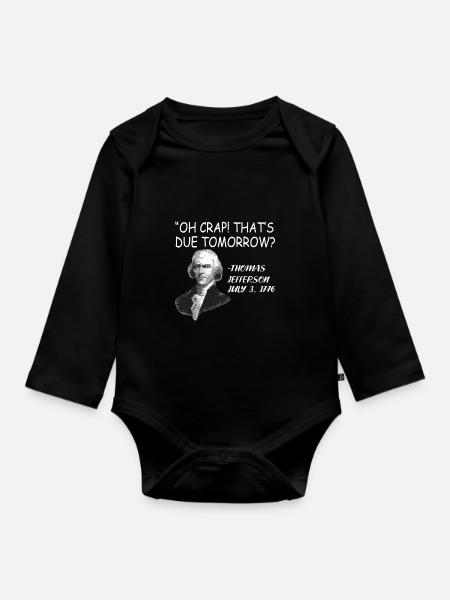 USA Lustig Jefferson Unabhängig Morgen? Geschenk - Baby Bio-Langarm-Body - Schwarz