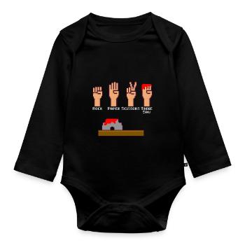 Stein Schere Papier Kreissäge Schreiner - Baby Bio-Langarm-Body - Schwarz - Vorne