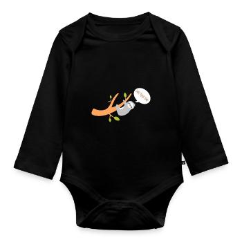 Sloth Lazy Tired Tree Hanging Funny - Organic Longsleeve Baby Bodysuit - black - Front