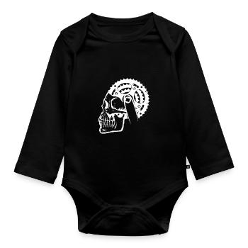 Fahrrad Kopf Skelett Schaltung Hobby Geschenk - Baby Bio-Langarm-Body - Schwarz - Vorne