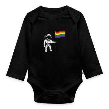 Cadeau LGBTQ de l'astronaute gay gay - Body Bébé bio manches longues - noir - Devant