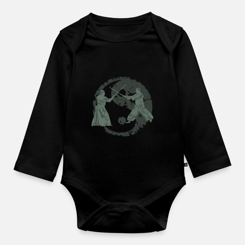 Aïkido - Body Bébé bio manches longues - noir