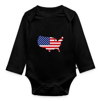 Carte des Etats-Unis - Body Bébé bio manches longues - noir - Devant
