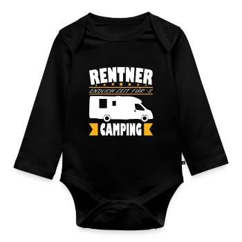 Camping Rentner - Endlich Zeit Opa Rente Spruch - Baby Bio-Langarm-Body - Schwarz - Vorne