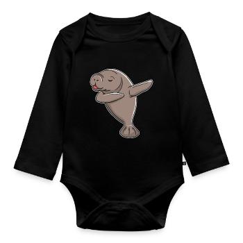 Seekuh Seekühe Meer Lustig Wasser Dabbing Geschenk - Baby Bio-Langarm-Body - Schwarz - Vorne