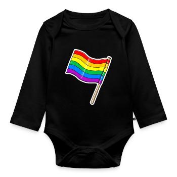 Rainbow flag - Organic Longsleeve Baby Bodysuit - black - Front