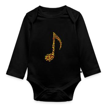 Notes musicales Harmonie cadeau musical musicien - Body Bébé bio manches longues - noir - Devant