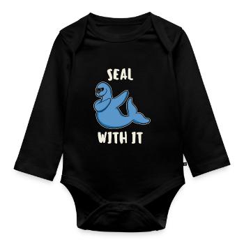 Lustig Dabbing Seal Robbe Seehund Seelöwe Geschenk - Baby Bio-Langarm-Body - Schwarz - Vorne