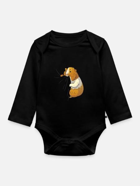 Cute Guinea Pig Hungry Nabbling Pet Owner - Baby Bio-Langarm-Body - Schwarz