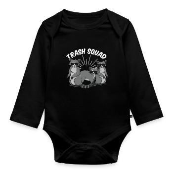 Waschbär Waschbären Trash Squad Lustig Geschenk - Baby Bio-Langarm-Body - Schwarz - Vorne