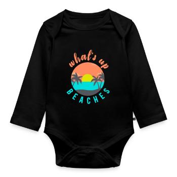 what's up beaches - Baby Bio-Langarm-Body - Schwarz - Vorne