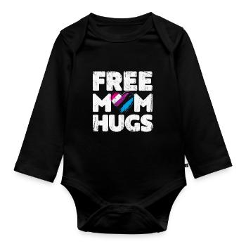 Chemise Free Hugs Maman, Free Mugs Hugs Genderfluid - Body Bébé bio manches longues - noir - Devant
