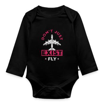 pilot - Organic Longsleeve Baby Bodysuit - black - Front