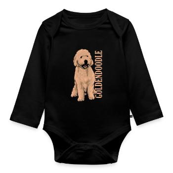 Goldendoodle - Baby Bio-Langarm-Body - Schwarz - Vorne