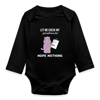 Hippo - Hippopotamus - Hippo - Sarcasm - Organic Longsleeve Baby Bodysuit - black - Front